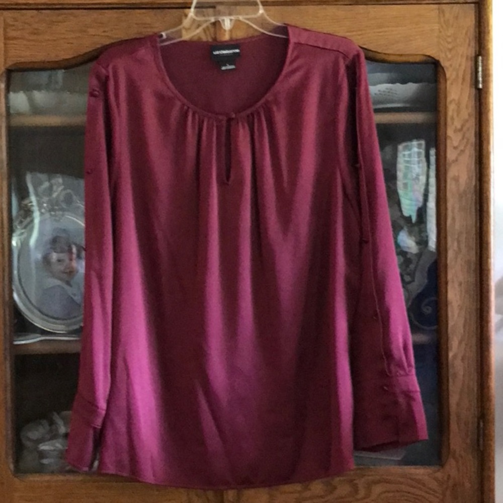 Liz Claiborne career maroon blouse